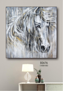 Framed Canvas Art 100% Hand Oil Painting Wall Decorative Horse Lion Elephant Animal theme