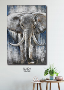 Zavakanto Canvas voarafitra 100% Hosodoko menaka tanana Rindrina haingon-trano soavaly Lion Elephant Animal theme