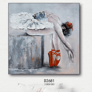 Плакат за рачно сликање на платно со модерна уметност Девојки кои танцуваат балетски девојки