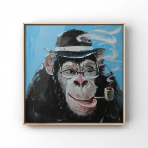 Eserese Wall Art Framed Funny Orangutan Puppy Alpaca Canvas Decor