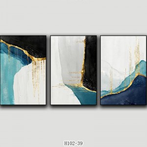 Abstraktni modri stenski umetniški okvirji, poslikave, stenski dekor, tri stilske kombinacije, zaključek s folijo