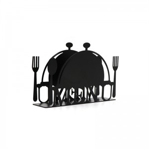 Taula d'hotel de cafeteria Porta tovalloles de paper de metall Porta tovalloles amb patró de ganivet i forquilla buidat de ferro