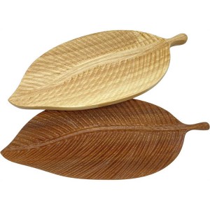 Kształt liścia Uniwersalny talerz deserowy z litego drewna Taca na owoce