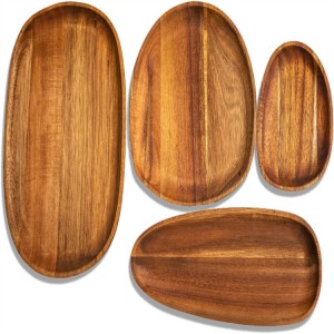 Durable Acacia Wood Dried Fruit Tray Pastries Plate Service Tray