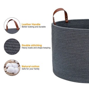 စက်ရုံအသစ် Amazon Hot Sales Cotton Rope Storage Basket Home Decor Cotton Line Storage Basket Cotton Woven Basket