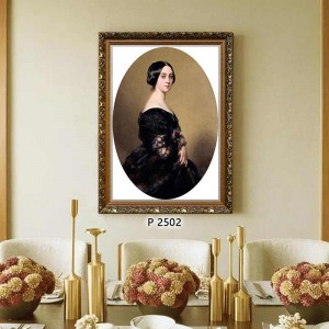 Vintage Portrait Light Academia Style Canvas Reproduction Custom Formed Ornate Gold Form