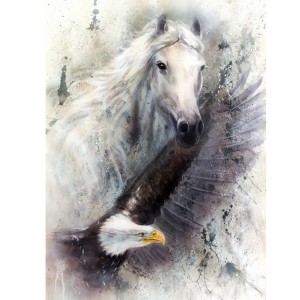 Witte paard portretten olieverfschilderij op doek