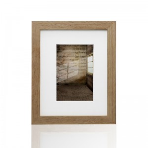 Quadro/MDF de madeira autônomo para fotos com abertura única com envoltório de papel
