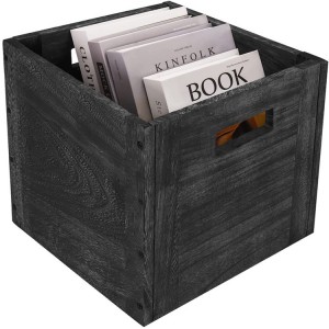 Caixa de almacenamento multifuncional de madeira gris marrón, adecuada para a organización do fogar