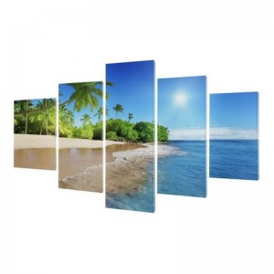 Conjunto de pintura de paisaje marino Paisaje Ocean Beach 5 paneles Arte de pared Marcos de impresión de lona Impresión de cuadros en lona arte de pared