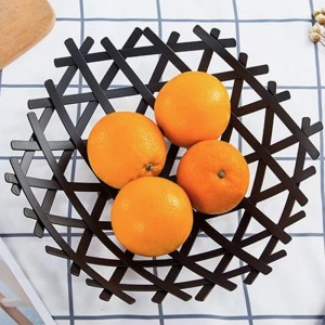 Mangkuk buah keranjang buah mangkuk logam Desain geometris piring
