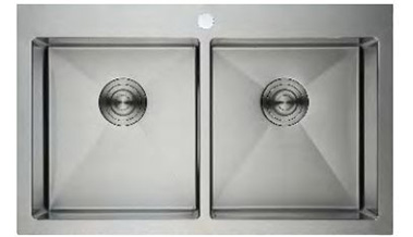 Good Quality Stainless Steel Topmount Handmade Sink - Amzon Hot sale  33 inch  Stainless Steel  Double Bowls with Faucet Hole 304 Kitchen Sink Apartment size  – Dexing