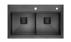 Black sink PVD black sink color Topmount double bowl with step sink Dexing kitchen sinks