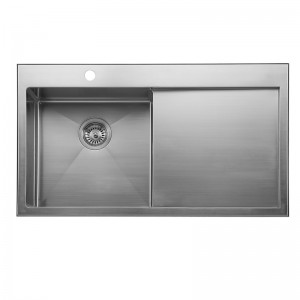 China New Product Stainless Steel Handmade Sink with Drain Board