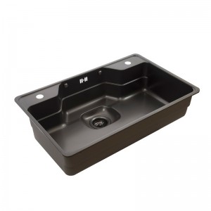 Special Price for New Design Footstep Style Large Single Black Nano Kitchen Sink Thickened 304 Stainless Steel High and Low Step Sink