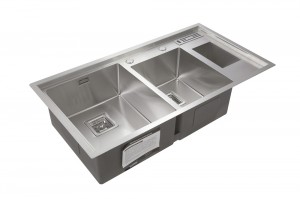 Top Suppliers Multifunctional Modern Kitchenware Black Double Bowl Handmade Nano Washing Basin Undermount Kitchen Sink