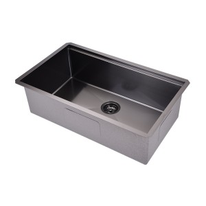 Supply OEM Customized Black Nano Handmade Sink with Worktable Stainless Steel Step Sink