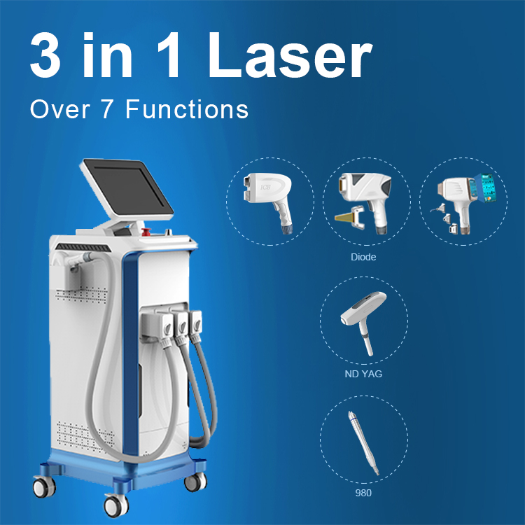 Diode Laser+ND YAG tattoo removal +980nm 3 in 1 Laser Beauty Machine