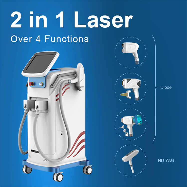 2 in 1 808nm Diode Laser + Nd Yag Laser Multifunction diode laser hair removal machine