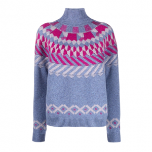 Hot sælgende dame rullekrave sweater strikket i jacquard