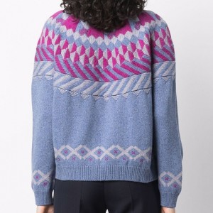Vroče prodajan ženski žakard pleten pulover z želvo