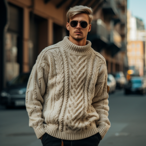 2024 niestandardowe LOGO OEM i ODM sweter męski wzór żakardowy dzianina sweter dzianinowy top zimowy okrągły dekolt bawełniane swetry z dzianiny męskie