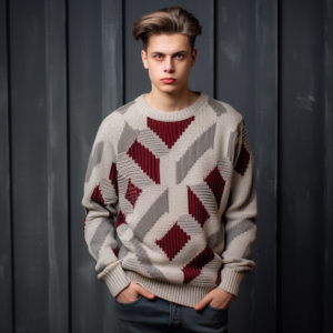 2024 Custom LOGO OEM & ODM pánský svetr svetr Jacquard Pletený top zimní svetr s výstřihem pánský pletený svetr na zakázku