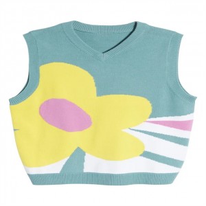 Babban ingancin Jacquard Flower Pattern Cotton Blend Vest Saƙa Sweaters Maza
