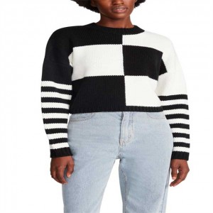 סוודר סוודר סוודר עם צוואר צוואר שחור באיכות גבוהה שחור לבן
