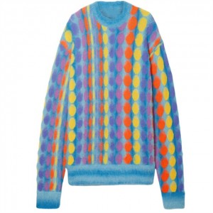 Custom nga Knitwear Manufacturer Oversized Polka Dot Brushed Jacquard Sweater