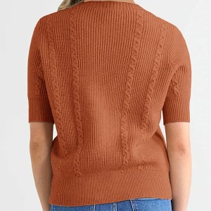 Весняний жіночий светр з короткими рукавами, легкий пуловер із круглим вирізом, сорочка з м’якої мотузки, в’язана в рубчик