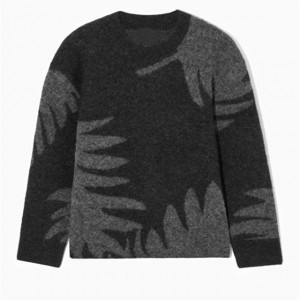 Lehilahy Knit Sweater Crew Neck Black Jacquard Alpaca Blend Jumper