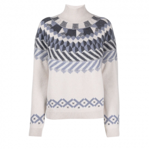 Hot selling women’s turtleneck jacquard knit pullover