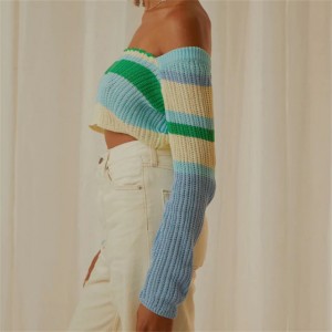 Sexy Crochet Top Blue Green Multi Womens Sweaters Fashion
