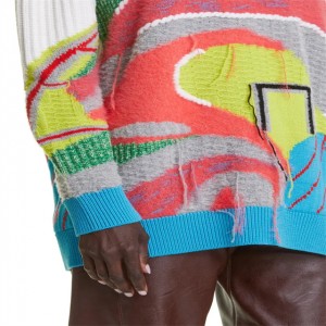 Текстурирани џемпер од мешавине вуне Плетени мушки џемпер са дугим рукавима