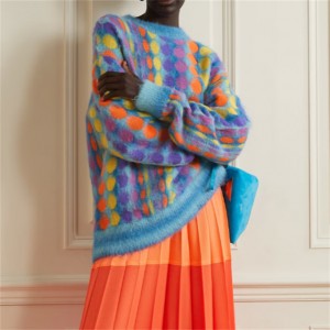 Custom Knitwear Manufacturer Oversized Polka Dot Brushed Jacquard Sweater