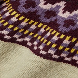 Maglione invernale in jacquard geometricu à maniche lunghe in lana larga