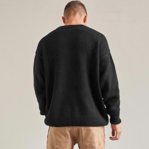 Monogram jacquard men's knitted sweater High street retro hipster coat
