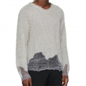 Soft Long Sleeve Knit Casual Jumper Winter Grey Mohair Sweater
