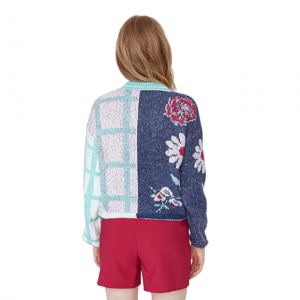 Женски пуловер од жакарда са В-изрезом који се подудара са најпродаванијим бојама