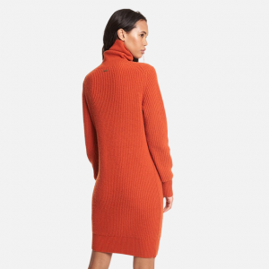 Mataas na kalidad na ribed sweater cashmere blend turtleneck sweater dress