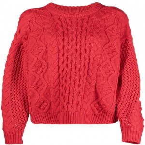 Зимний женский тяжелый свитер, крученый пуловер с круглым вырезом
