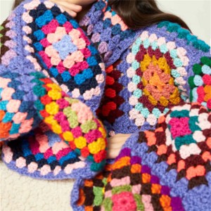 Lady Multicolor გრაფიკული Turtleneck იატაკი Crochet სვიტერები ქალის ტოპები