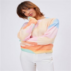High Quality Warmth Patchy Rainbow Long Sleeve Sweater