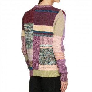 Customer Long Sleeve Multicolor Patchwork Crewneck Sweater Sweater