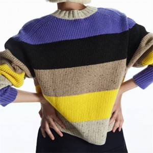 Suéter de punto a rayas personalizado Jersey de lana recortada gruesa