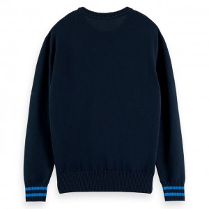 Men’s Crew Neck Pullover Long Sleeves Intarsia Organic Sweater