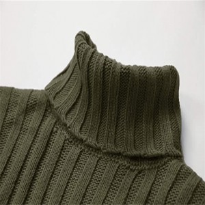 Turtleneck Winter Thick Ribbed Loose Fit Pullover Knitwear Cable Knit Sweater Para sa Mga Lalaki