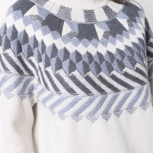 Terlaris wanita turtleneck jacquard knit pullover