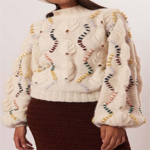Odzież wierzchnia utrzymuj ciepło, ręcznie robione, haftowane swetry damskie topy